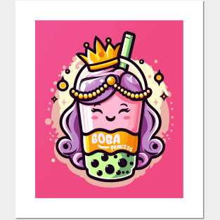 Boba Princess Bubble Tea Cartoon Girl Posters and Art